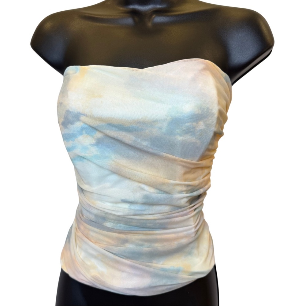 Zara Multicolor Strapless Crop Top